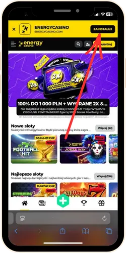 Energy Casino Znajdź przycisk Dodaj aplikację